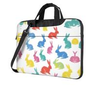 Borsa per laptop con stampa di conigli, tracolla imbottita, per semplificare la vita quotidiana, ideale per viaggi di lavoro, nero, 13 inch