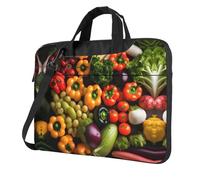 Borsa per laptop con stampa di frutta e verdura fresca, tracolla imbottita, semplifica il tuo quotidiano, ideale per viaggi di lavoro, nero, 13 inch