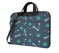 Borsa per laptop con stampa di ossa e artigli di cane, elegante e protettiva, leggera e versatile per viaggi di lavoro, Nero , 14 inch