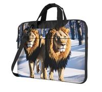 Borsa per laptop con stampa "Leoni nella neve" Borsa per laptop premium con fodera antiurto, per l'uso quotidiano e i viaggi