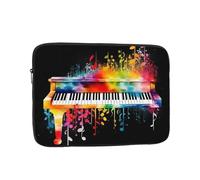 Borsa per laptop con tastiera colorata per pianoforte e note musicali da 13 pollici, impermeabile, antiurto, borsa per computer portatile, borsa leggera per il trasporto di tablet