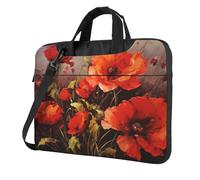 Borsa per laptop Custodia per il trasporto del computer portatile pittura a olio fiore rosso Messenger Borsa a tracolla Borsa per computer 14 pollici