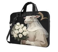 Borsa per laptop Custodia per laptop con spallacci e maniglia borsa per notebook per ufficio e lavoro, Le pecore prendono fiore, 13 inch