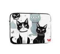 Borsa per laptop Custodia protettiva antiurto durevole custodia protettiva per laptop gatti bianchi e neri Custodia per computer da 12 pollici