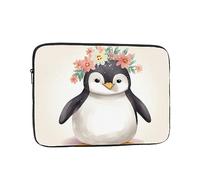Borsa per laptop Custodia protettiva resistente agli urti per laptop pinguino che indossa fiori Custodia per il trasporto del computer valigetta da 10 pollici