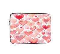 Borsa per laptop da 10 pollici rosa con cuore innamorato borsa per laptop per donne e uomini, borsa da trasporto per computer aziendale resistente all'acqua custodia antiurto per notebook