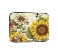Borsa per laptop da 12 pollici impermeabile resistente agli urti custodia per notebook api girasoli margherita fiori rosa borsa leggera pelle per computer