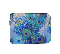 Borsa per laptop da 13 pollici impermeabile antiurto borsa per laptop fiore piuma di pavone pittura a olio piuma blu borse per computer leggero custodia da trasporto per tablet