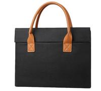 Borsa per laptop da 14,5-15,6 pollici - Cartella casual unisex con manici in pelle, adatta per lavoro e viaggi d'affari. (Nero)