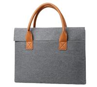 Borsa per laptop da 14,5-15,6 pollici - Cartella casual unisex con manici in pelle, adatta per lavoro e viaggi d'affari. (Grigio)