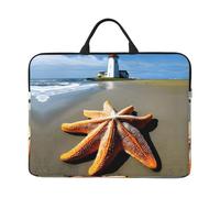 Borsa per laptop da 14 pollici con stampa di villaggio di carnevale di Natale, borsa a manica - maniglia portatile, viaggi d'affari, pendolarismo, tasca per accessori, Spiaggia del faro delle stelle