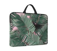 Borsa per laptop da 14 pollici Custodia antiurto per laptop con foglie di palma verde Custodia per il trasporto del computer valigetta con manico