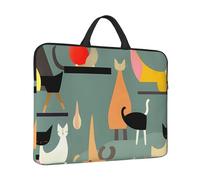Borsa per laptop da 14 pollici Custodia antiurto per laptop Mid-Century Modern Art Cats Custodia per il trasporto del computer valigetta con manico