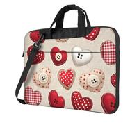Borsa per laptop da 15,6", con motivo a cuore e griglia per San Valentino, con tracolla, portatile, antiurto, protettiva, per donne e uomini, Multicolore, 13 inch