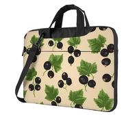Borsa per laptop da 15,6", con motivo di ribes nero, con tracolla, portatile, antiurto, protettiva, per computer da 15,6", con motivo foglie verdi, per donne e uomini, Multicolore, 13 inch