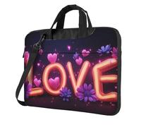 Borsa per laptop da 15,6", con motivo floreale e scritta "Galaxy Heart", con tracolla, portatile, antiurto, protettiva, per il trasporto del computer, per donne e uomini, Multicolore, 14 inch