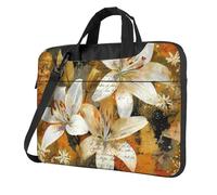 Borsa per laptop da 15,6 pollici, con motivo gigli acquerellabili, custodia vintage con tracolla, portatile, antiurto, protettiva, per il trasporto del computer, per donne e uomini, Multicolore, 13