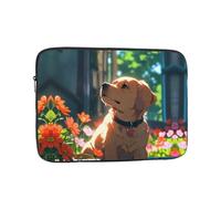 Borsa per laptop da 15 pollici, con motivo floreale e cuccioli, perfetta per lavoro, viaggi, scuola, ufficio, tasca interna antiurto per laptop