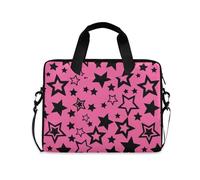 Borsa per laptop da 16 15,6 pollici rosa nera con stella, borsa per laptop per donne uomini studenti lavoro, borsa a tracolla da viaggio messenger tote case maniche, Star I23265, Taglia unica