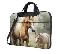 Borsa per laptop da uomo e donna con ricami di animali e dipinti di cavalli, borsa a tracolla per laptop con cinghia e maniglia, borsa per computer leggera.