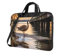 Borsa per laptop da uomo e donna Wild Goose by the Bridge, borsa a tracolla per laptop con cinghia e maniglia, borsa per computer leggera