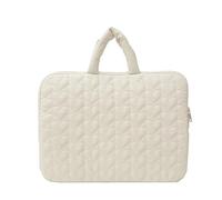 Borsa per laptop in nylon resistente tinta unita per donna valigetta trapuntata con maniglia cerniera per lavoro e viaggio, Bianco, 290*220*20, Alla moda