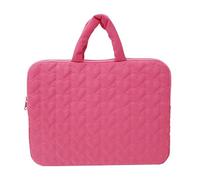 Borsa per laptop in nylon resistente tinta unita per donna valigetta trapuntata con maniglia cerniera per lavoro e viaggio, Rosso rosato, 290*220*20, alla moda