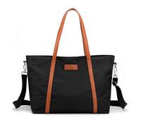 Borsa per laptop nera, borsa a tracolla di grande capacità, borsa da lavoro in nylon, impermeabile per laptop da 15,6 pollici