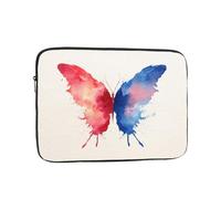 Borsa per laptop rossa e blu a forma di farfalla enorme con ali spiegate, custodia protettiva in poliestere per computer, valigetta da viaggio