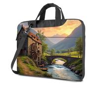 Borsa per laptop vintage Mill By The River At Sunset Borsa per laptop Borsa a mano Zaino per laptop, Colore, 26x36cm