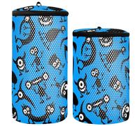 Borsa per lavatrice per scarpe da ginnastica, 2 pezzi, borsa per la lavanderia, borsa per scarpe da lavare in lavatrice, Happy Halloween, spaventoso, nero, blu, nero, blu, 1 taglia, Felice Halloween