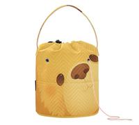 Borsa per lavori a maglia con illustrazione di orsacchiotti gialli per lavori a maglia, con fori, borsa per lavori a maglia, organizer per uncinetto