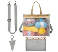 Borsa per lavori a maglia, organizer per filati con design forato, borse per progetti all'uncinetto, per attività all'aperto, scuola, fidanzata, moglie, amica, sorella, figlia, grigio, Refer to