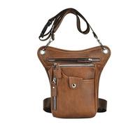 Borsa per le gambe motociclistiche, Marsupio con tracolla, borsa a tracolla classica in pelle PU da uomo(Bruin)