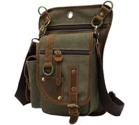 Borsa per le gambe motociclistiche, Marsupio con tracolla, borsa da gamba in tela, marsupio sportivo da coscia, marsupio da esterno(Green)