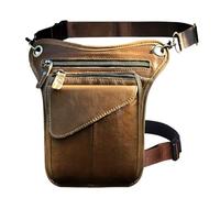 Borsa per le gambe motociclistiche, Marsupio con tracolla, borsa da gamba in vera pelle da uomo(Color3)