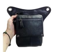 Borsa per le gambe motociclistiche, Marsupio da uomo, borsa a tracolla in vera pelle, borsa a tracolla con tracolla(Schwarz)