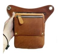Borsa per le gambe motociclistiche, Marsupio da uomo, borsa a tracolla in vera pelle, borsa a tracolla con tracolla(Bruin)