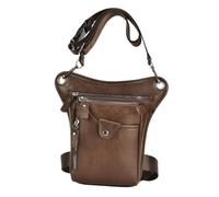 Borsa per le gambe motociclistiche, Marsupio da uomo, borsa a tracolla piccola, multifunzione, in pelle, con gamba cadente(Bruin)
