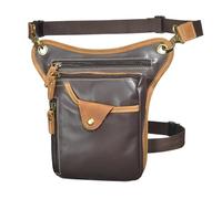 Borsa per le gambe motociclistiche, Marsupio da uomo in pelle spessa, borsa a tracolla classica casual da caffè, con gamba cadente(Color21)