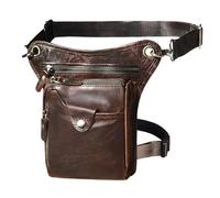 Borsa per le gambe motociclistiche, Marsupio da uomo in pelle spessa, borsa a tracolla classica casual da caffè, con gamba cadente(Color1)