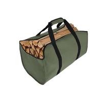 Borsa per legna da fuoco, borsa pieghevole per caminetto, porta legna, resistente all'acqua, durevole, borsa in tela per caminetto, borsa per legna con manico per interni ed esterni, campeggio, Verde