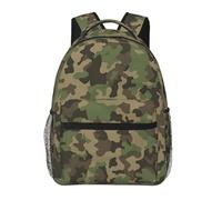 Borsa per libri casual con stampa mimetica verde, 20 x 29 x 40 cm, zaino base durevole per viaggi e vacanze classici