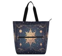 Borsa per libri con totem di astrologia blu, per ragazzi, ragazze, adulti, grande, con cerniera, per università, shopping, spiaggia, arcobaleno