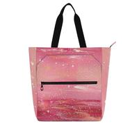 Borsa per libri con un sacco di stelle scintillanti su sfondo rosa, per ragazzi e adulti, stile gotico, grande, riutilizzabile, per la scuola e il tempo di gioco, scuola arcobaleno