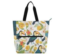 Borsa per libri di uccelli in stile tropicale, per ragazzi, ragazze e adulti, borsa da spiaggia gotica resistente all'acqua, borsa per la spesa con cerniera per scuola e tempo di gioco, materiale
