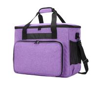 Borsa per macchina da cucire, grande custodia universale con tracolla, manico e tasche, organizer per accessori da cucito, imbottitura rimovibile, grigio e viola, 42 x 33 x 26 cm, viola