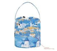 Borsa per maglieria a forma di mulino a vento con motivo cartone animato blu elettrico borsa per maglieria borsa per filati portatile per kit