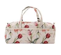 Borsa per maglieria fatta a mano con aghi per ferri da maglia borsa tessuta con bellissimi motivi floreali per riporre il trucco portaoggetti da viaggio in cotone matrice di lino fiori viola rosa