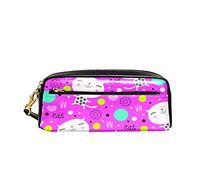 Borsa Per Matite Cute Cats And Flower In Pink Portapenne Con Cerniera Trucco Borsa Grande Capacità Cartoleria Organizer Per Università Adolescente Scuola